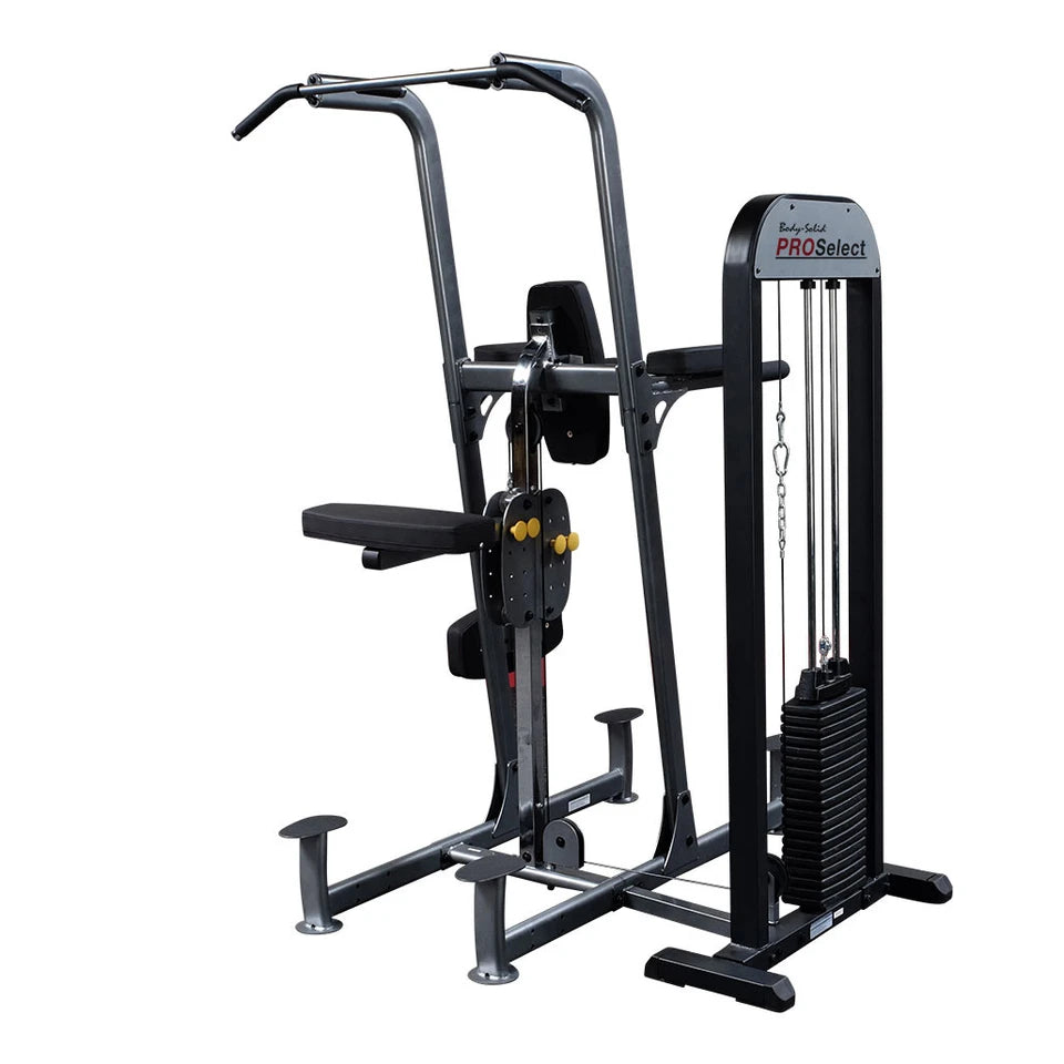 Body Solid FCD-STK Pro Select Weight Assist Chin-Up Dip Body Solid Home Gym, Small; Single stack or a-frame double stack (functional trainer). 5 functions or less FCD-STK-DSCF7911-Cutout_newlogo_V2__93610.1735662094