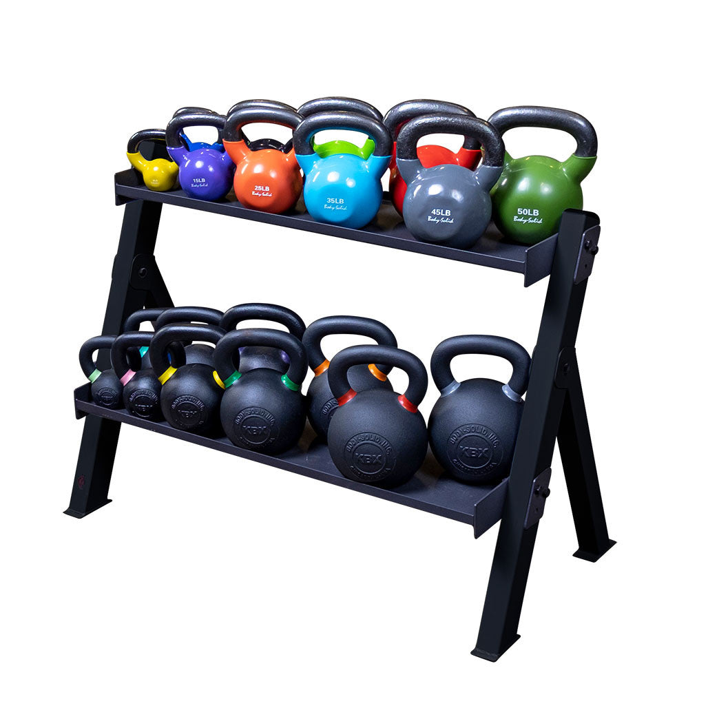 Body Solid GDKR100B Adjustable Dumbbell and Kettlebell Rack - Discontinued