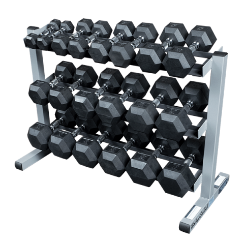 Body Solid GDR363 3-Tier Dumbbell Rack - Final Stock Body Solid Dumbell racks, power block stand, plate and bar storage, kettlebell racks, ball racks GDR363_SDR550_DSF6350-master_600px-480x480