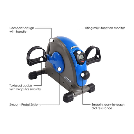 Stamina Mini Exercise Bike with Smooth Pedal System, Blue