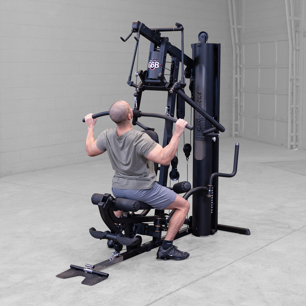 Body-Solid G6B Bi-Angular gym — lat pulldown in use