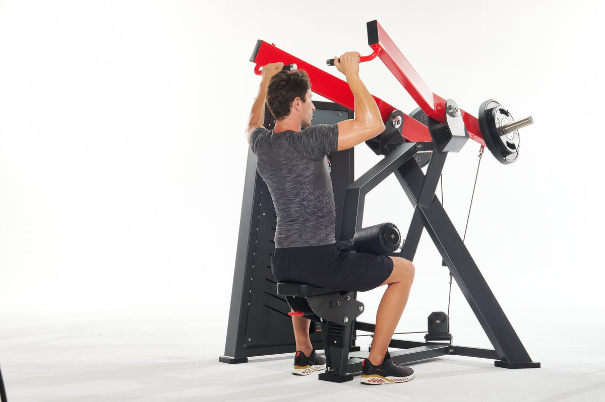 Shua G7703 Hybrid Lat Pulldown selectorized machine, studio render 2 of 5