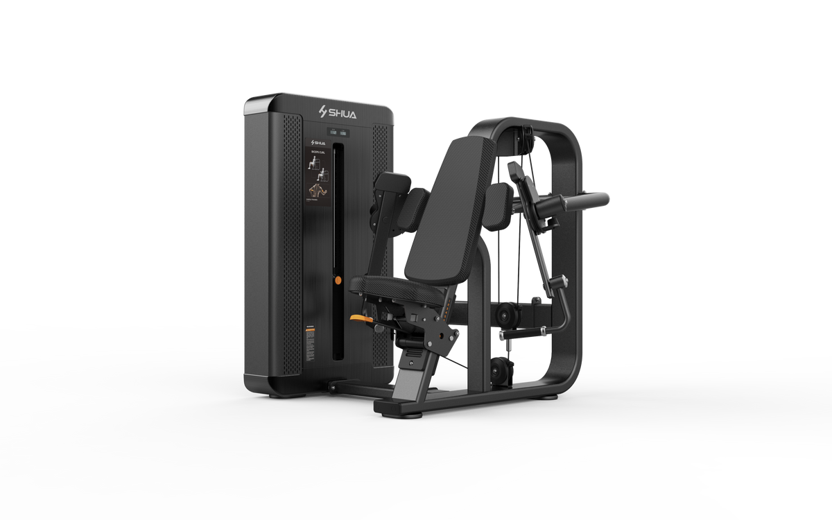 Shua G8825 Biceps Curl selectorized machine, studio render 1 of 4