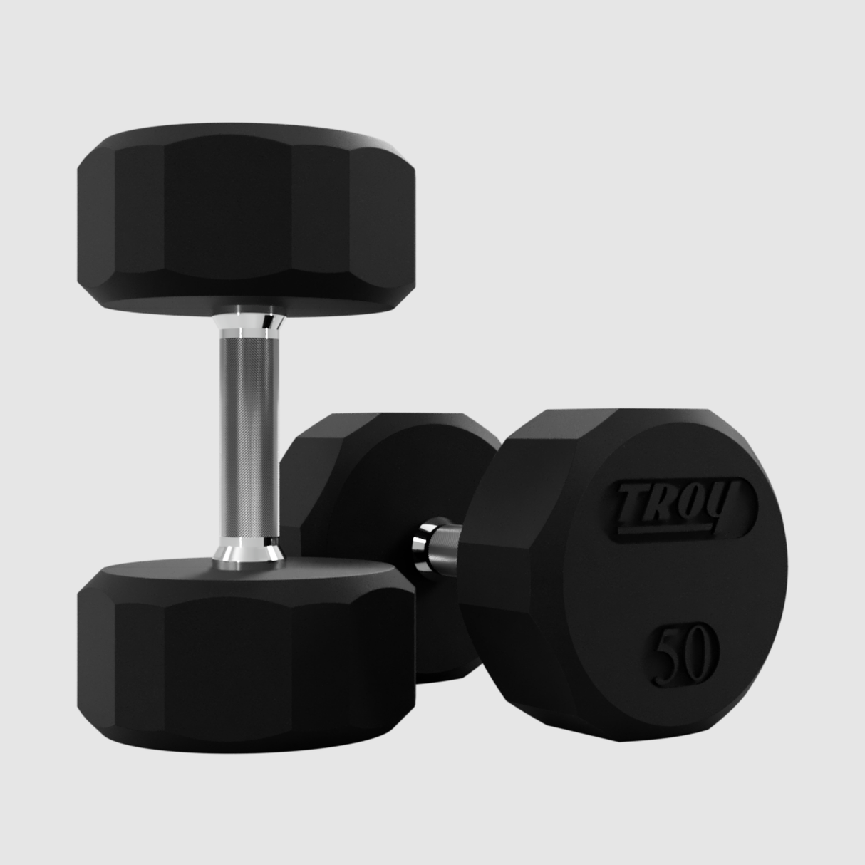 Troy 12 Sided Rubber Encased Dumbbell TSD-055R | 55LB