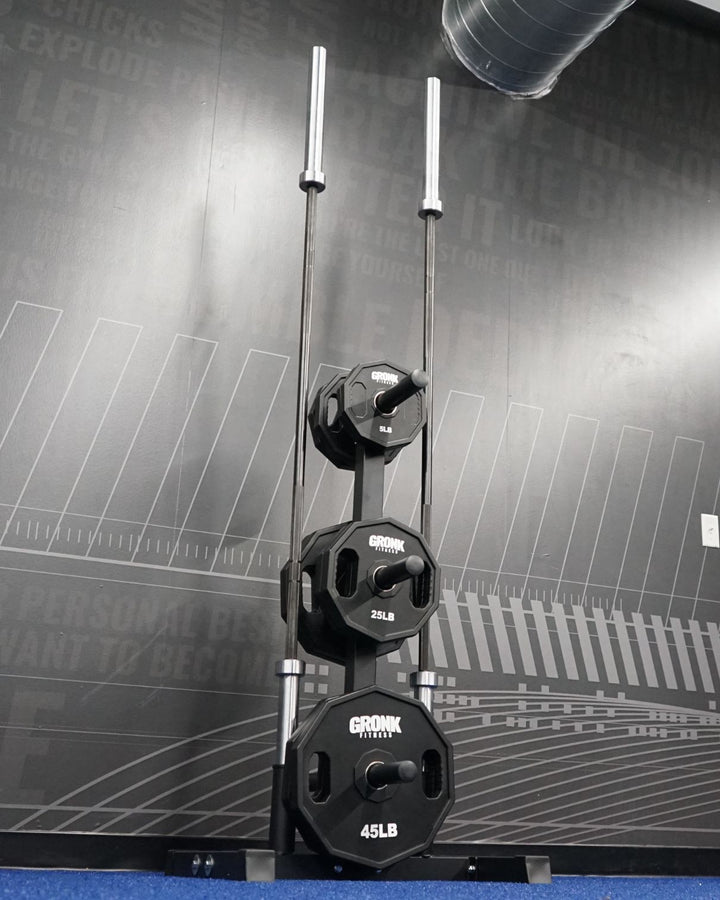 Gronk Olympic Weight Tree with 2 Bar Holder Gronk Fitness Products Dumbell racks, power block stand, plate and bar storage, kettlebell racks, ball racks 4_720x_bfe330a9-4ac9-4ad7-be63-bbfcc26f9294