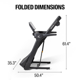 Inspire Series T5 Treadmill with 15 inch LED Display Inspire Treadmills under 350lbs Centr-T5-FoldedDimensions-1200x1200
