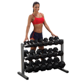 Body Solid GDR363 3-Tier Dumbbell Rack - Final Stock Body Solid Dumbell racks, power block stand, plate and bar storage, kettlebell racks, ball racks GDR363_WDB_Hero031-480x480