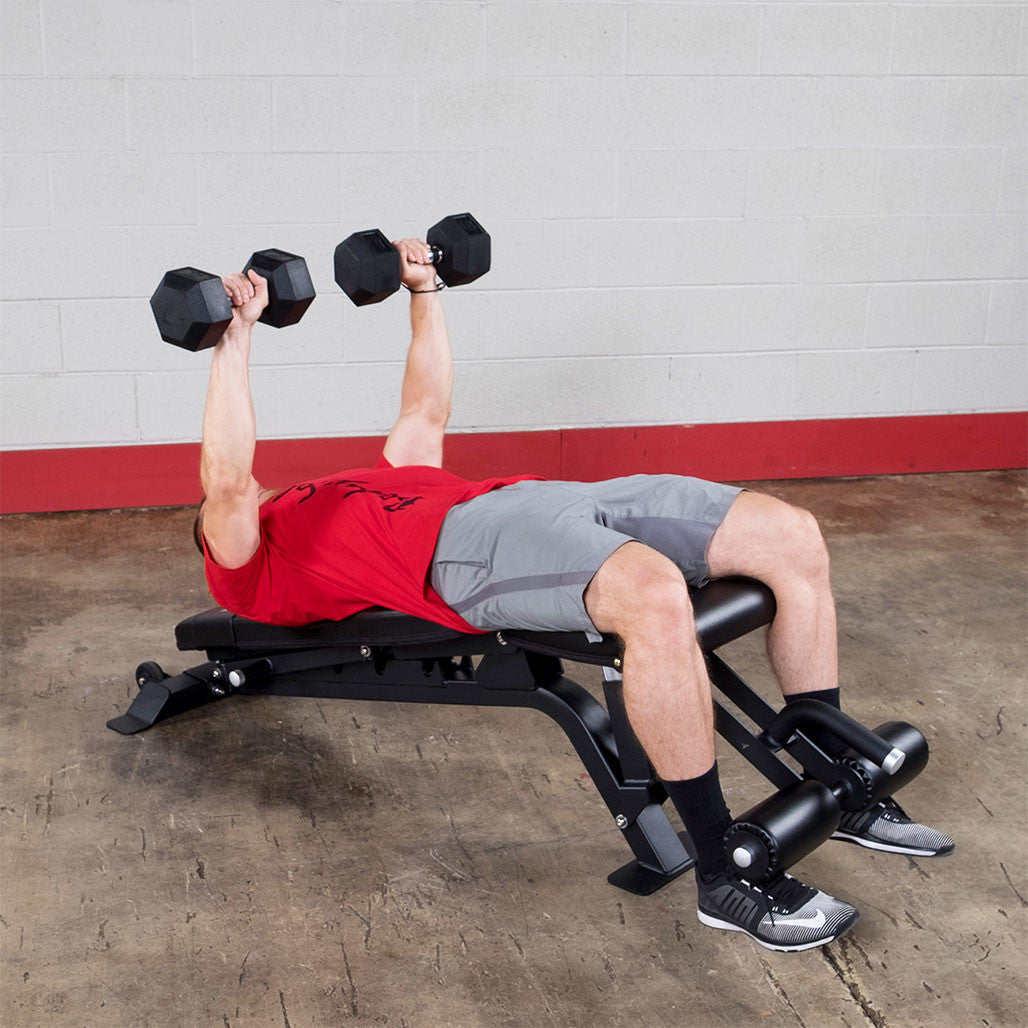 Body Solid SFID425 Flat Incline Decline Bench Body Solid Bench; flat/incline/decline benches SFID425-DeclineChest_DSF5266__08566.1735660612