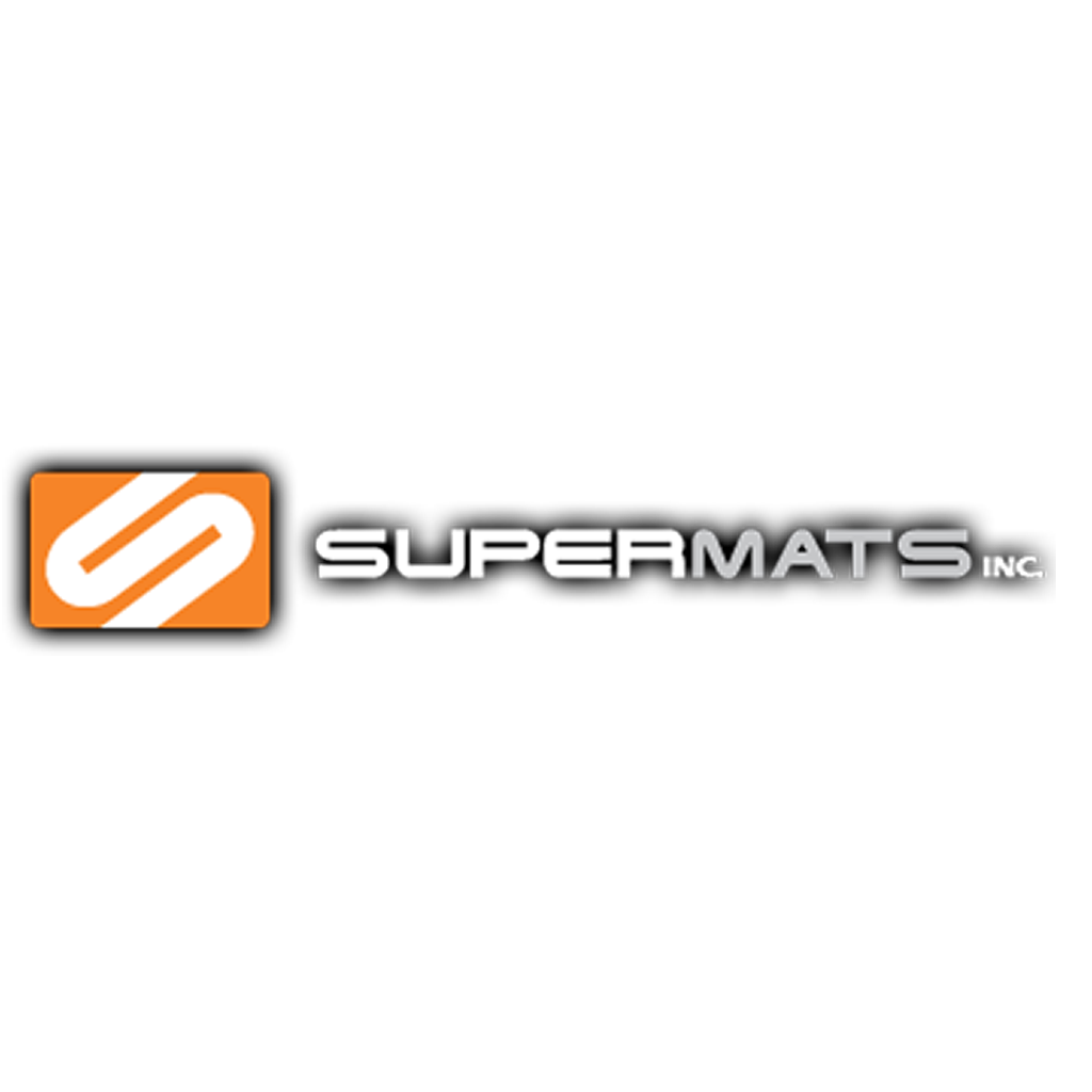 SuperMats logo on black background