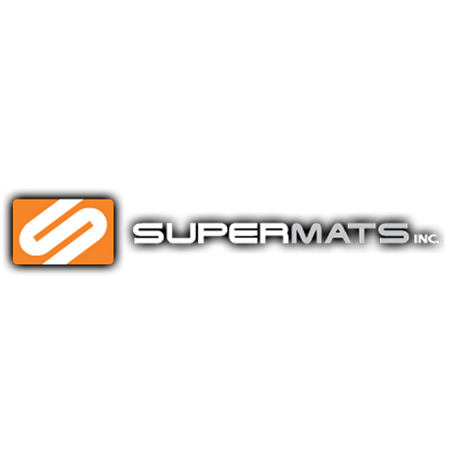 SuperMats logo on black background