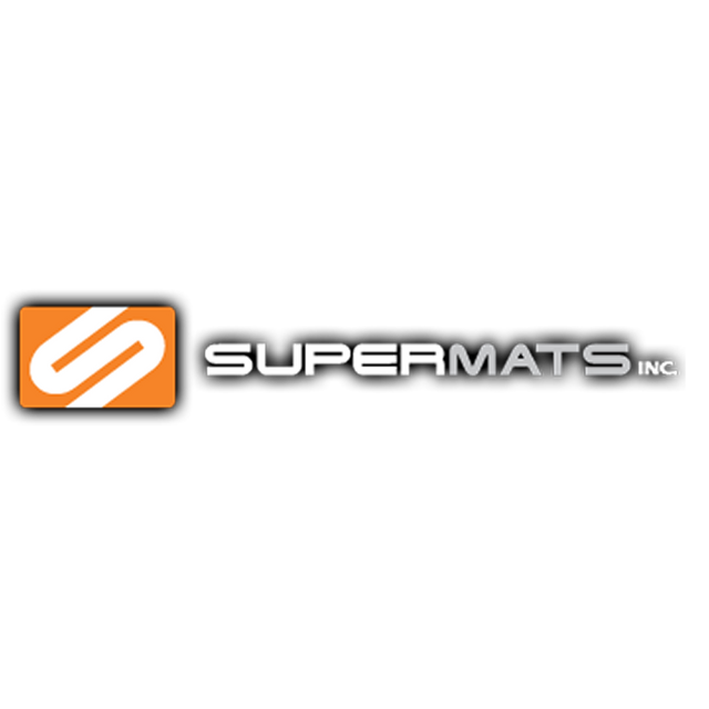 SuperMats logo on black background
