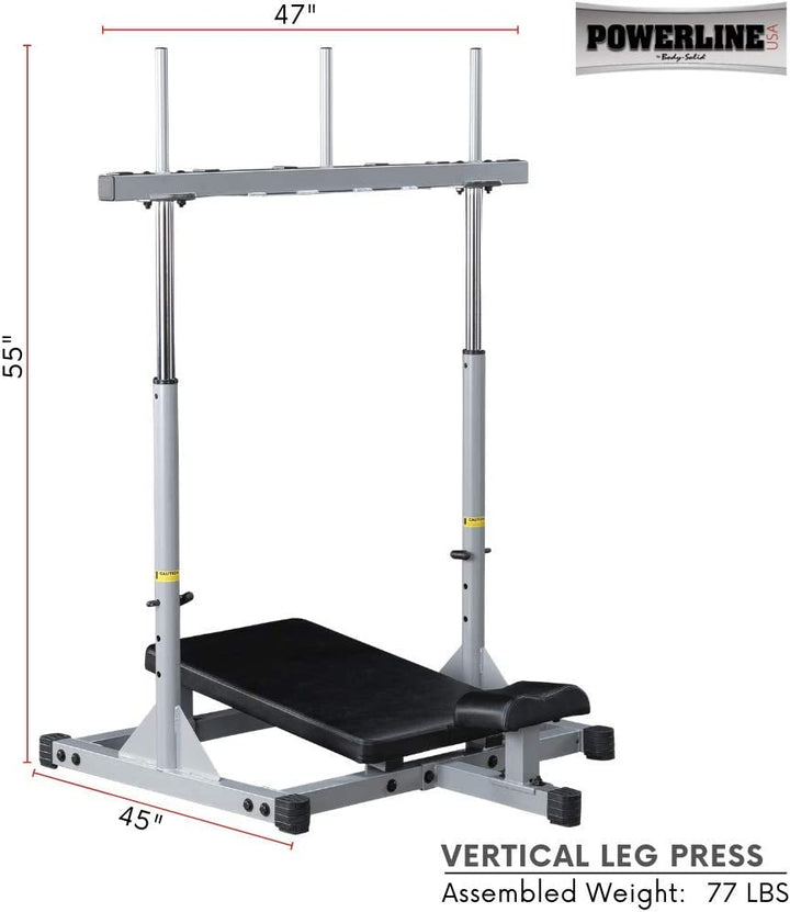 Powerline Vertical Leg Press | PVLP156X Body Solid Modular; preacher curl, vkr, ab, roman chair body-solid_powerline-vertical-leg-press-pvlp156x_view-3