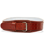 Schiek leather lifting belt front view with buckle